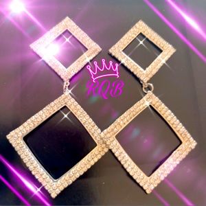 Clear Crystal Geometric Hoop Pageant earrings